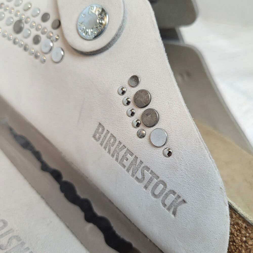 Rare Birkenstock Boston Rivets / Studs Taupe Soft Suede Leather Women's 10 EU 41 - Picture 9 of 16